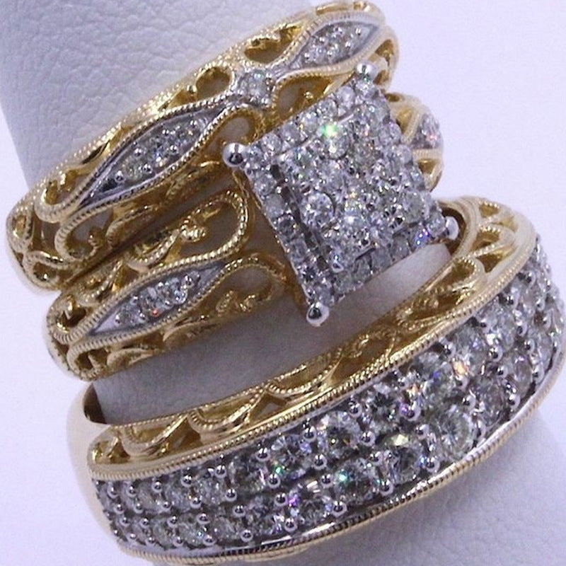 Modisches dreiteiliges Set Diamant-Paar-Handschmuck The Legend Rings
