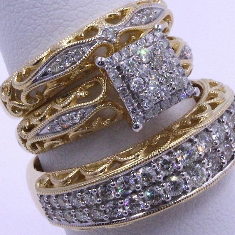 Modisches dreiteiliges Set Diamant-Paar-Handschmuck The Legend Rings