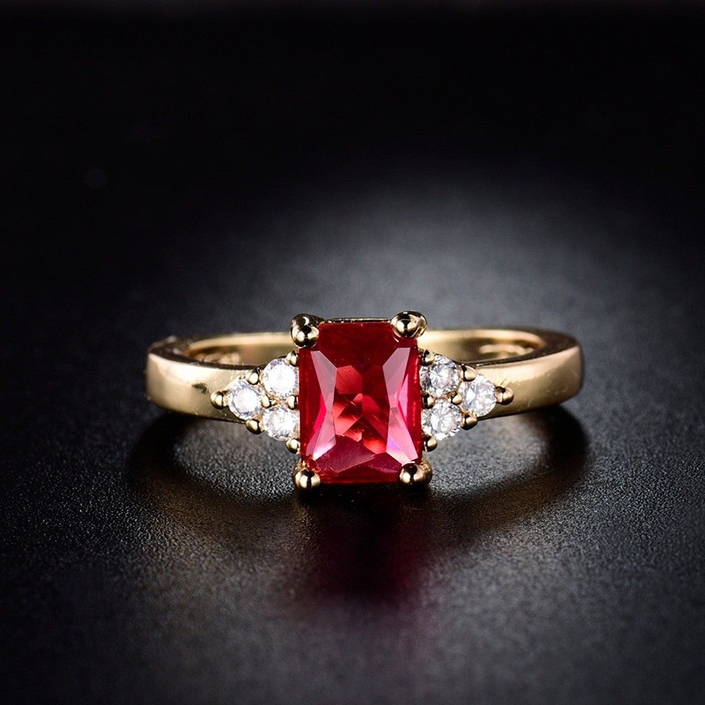 Plated Gold Simulated Zircon Female Wedding Rings