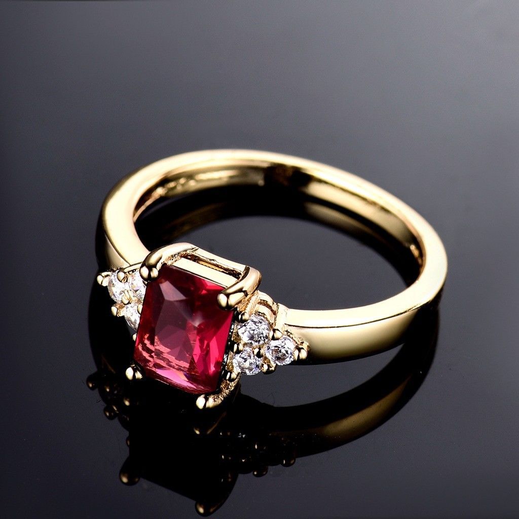 Plated Gold Simulated Zircon Female Wedding Rings