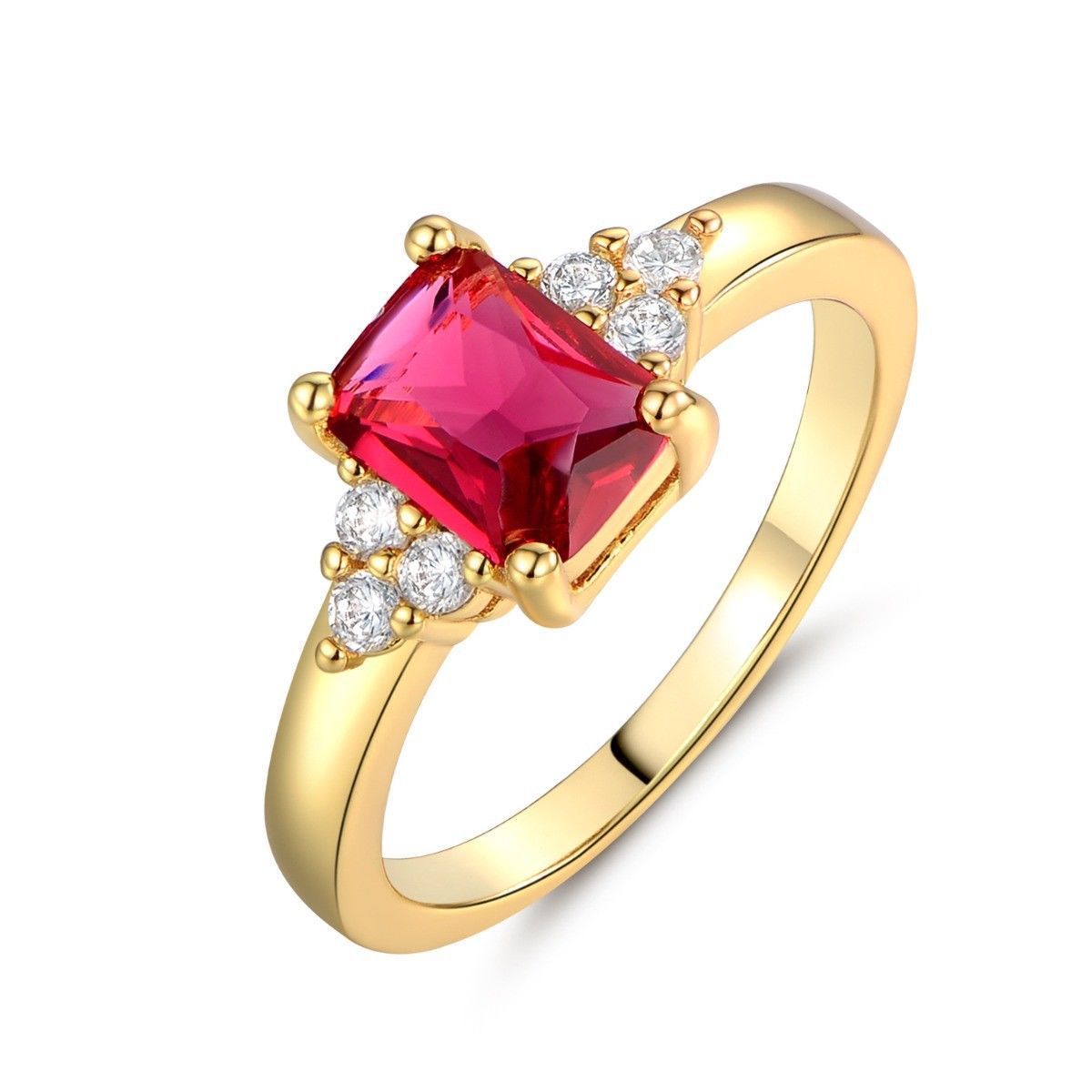 Plated Gold Simulated Zircon Female Wedding Rings
