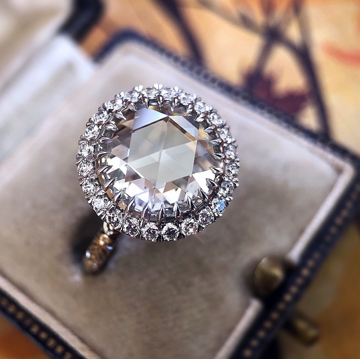Karat-Simulation glänzender Diamant-Retro-große Ringe