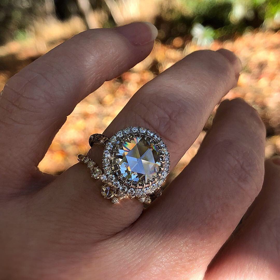 Karat-Simulation glänzender Diamant-Retro-große Ringe