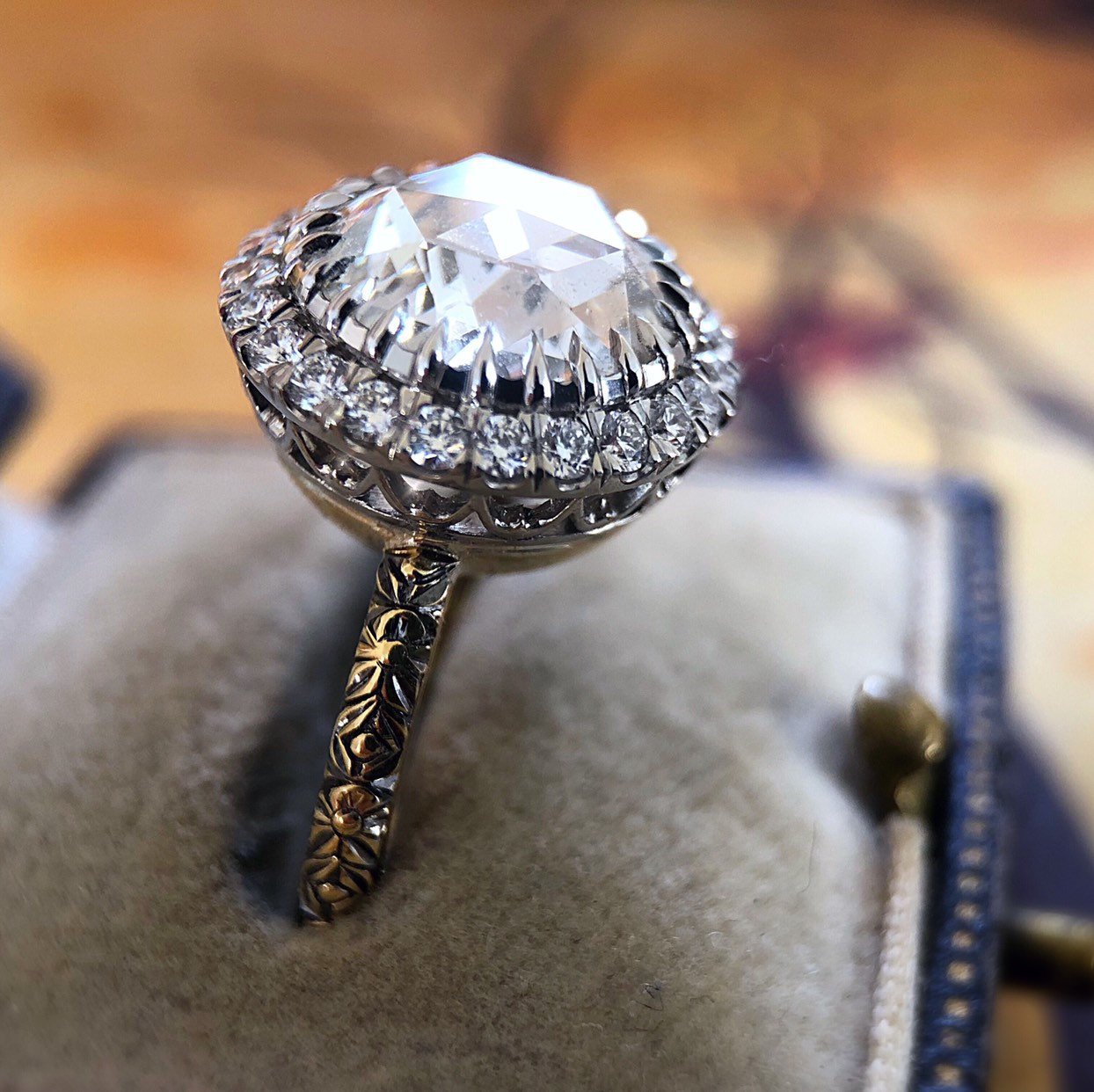 Karat-Simulation glänzender Diamant-Retro-große Ringe