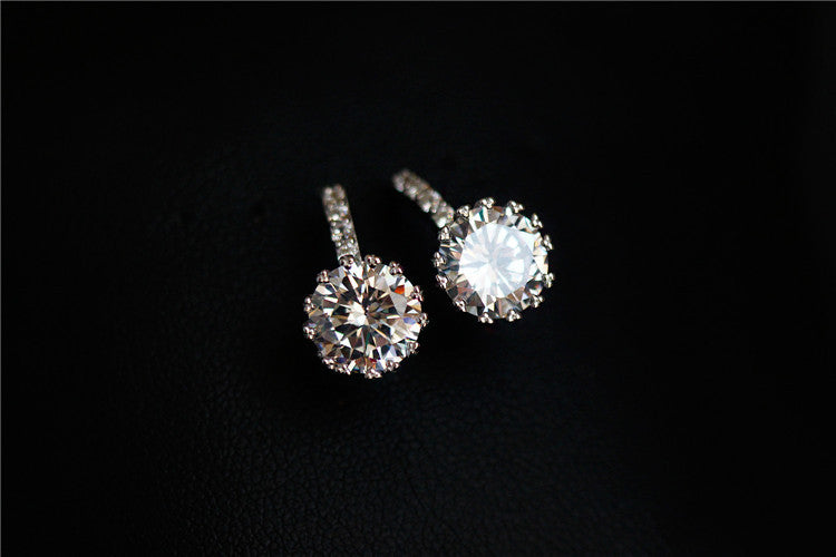 Women's Sterling Sier Zircon Korean Fashion Eardrops Stud Earrings