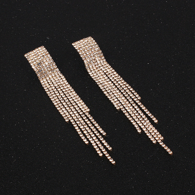 Light Luxury Temperament Super Flash Long Fringe Female Earrings