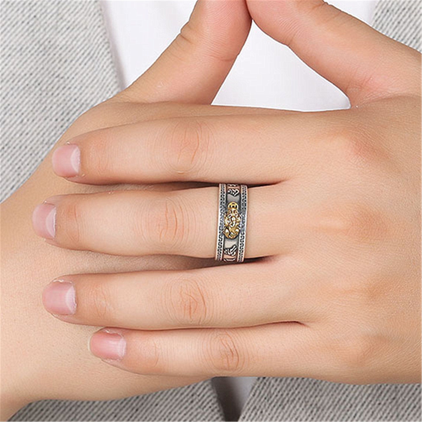 Men's Fashion Vintage Thai Sier Money Mascot Old Rings