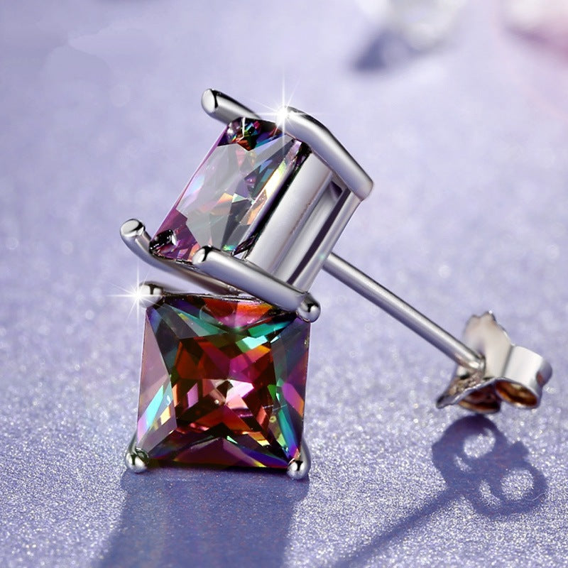 Damen- und Herren-Ohrringe in Regenbogenfarben, versilbert, trendig
