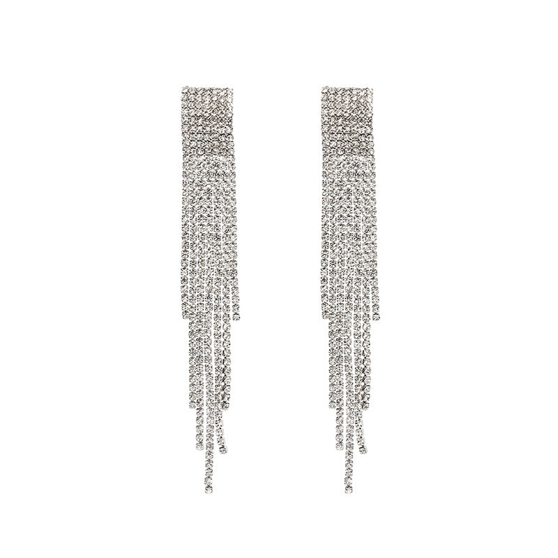 Light Luxury Temperament Super Flash Long Fringe Female Earrings