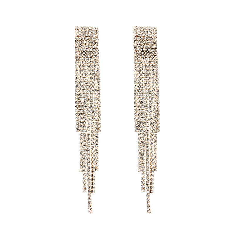 Light Luxury Temperament Super Flash Long Fringe Female Earrings
