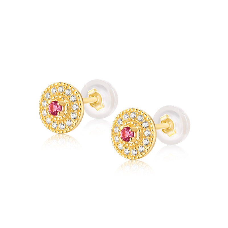 Fashionable Geometric Round Emerald Retro Style Earrings