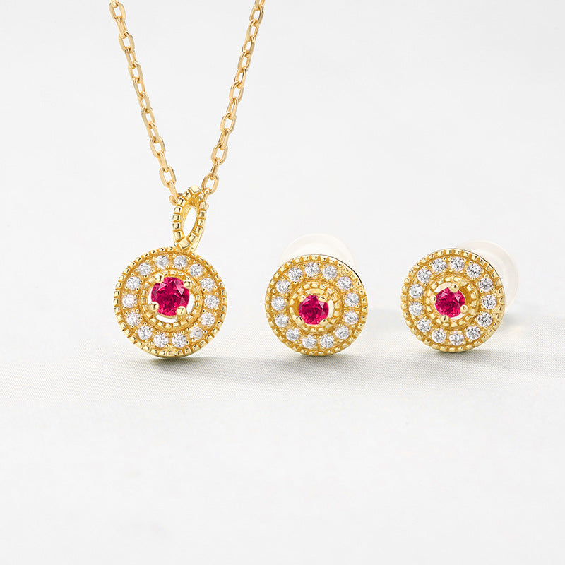 Fashionable Geometric Round Emerald Retro Style Earrings