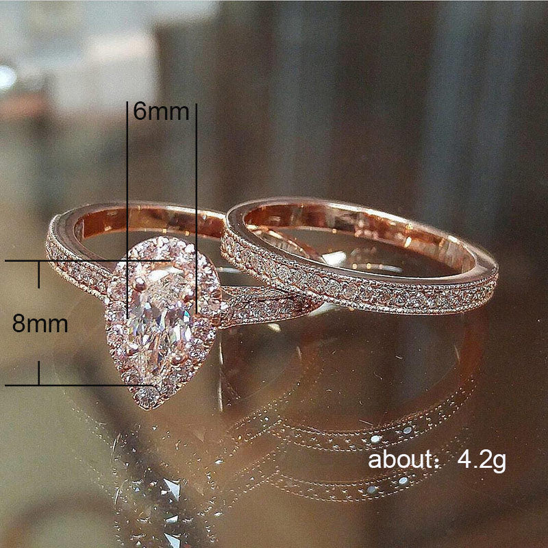 Wassertropfen-Zirkon-Verlobungs-Mode-Dame-Trend-Ringe