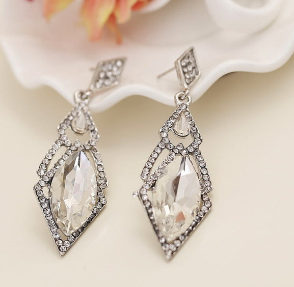 Luxury Crystal Geometric Diamond Temperament Dinner Earrings