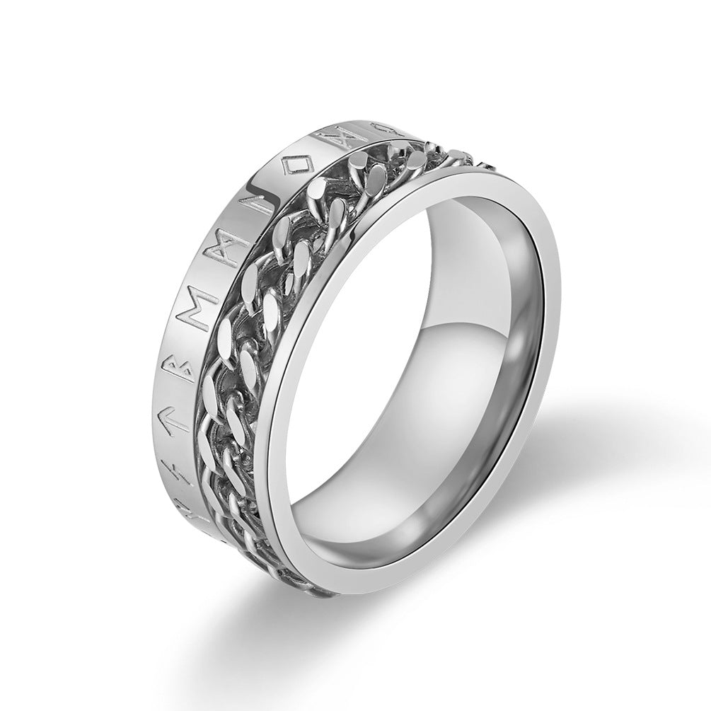 Titanium Steel Viking Text Chain Thousand Rings