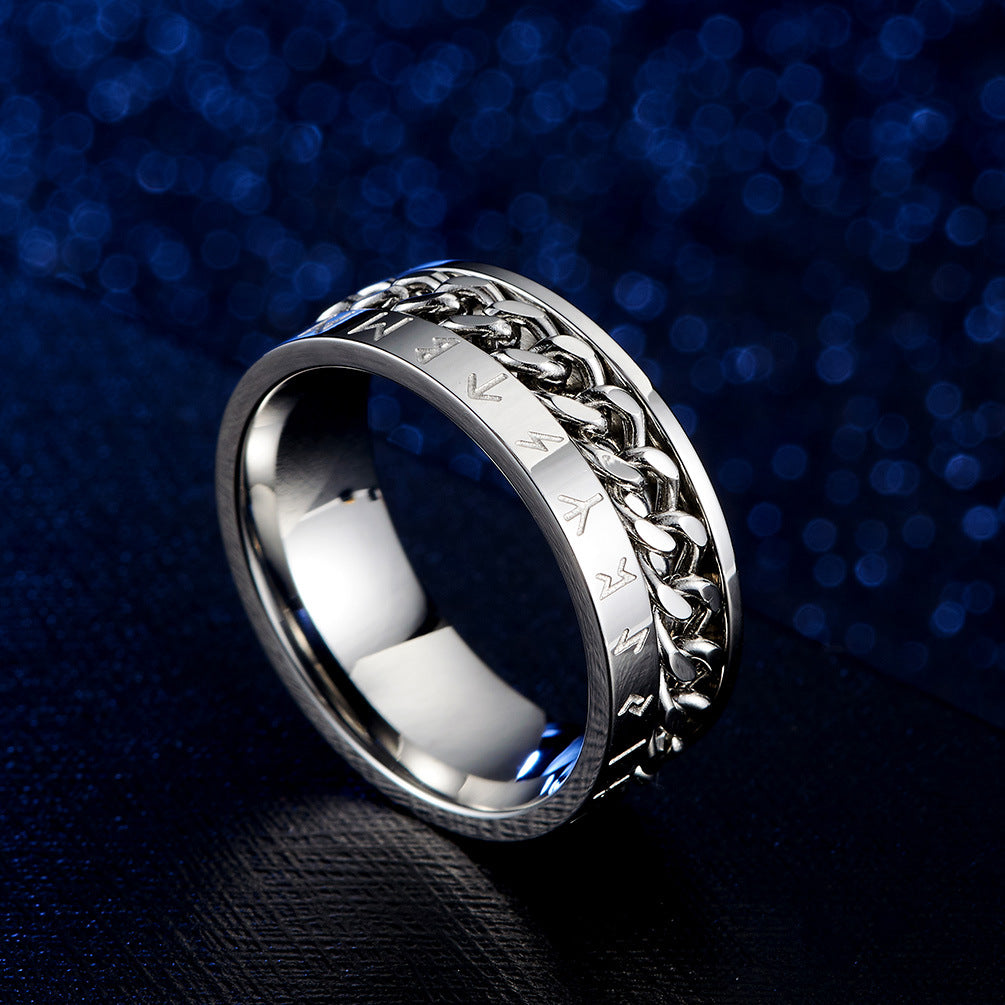 Titanium Steel Viking Text Chain Thousand Rings