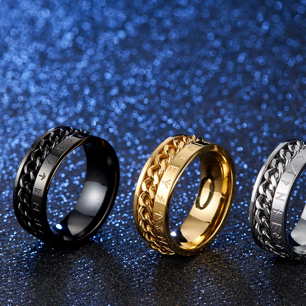 Titanium Steel Viking Text Chain Thousand Rings