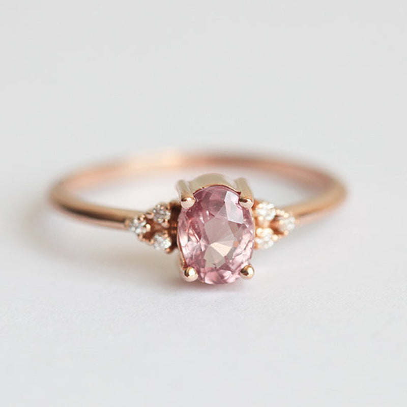 Kupferschmuck Rosa Zirkon Prinzessin Gänseei Form Künstliche Ringe