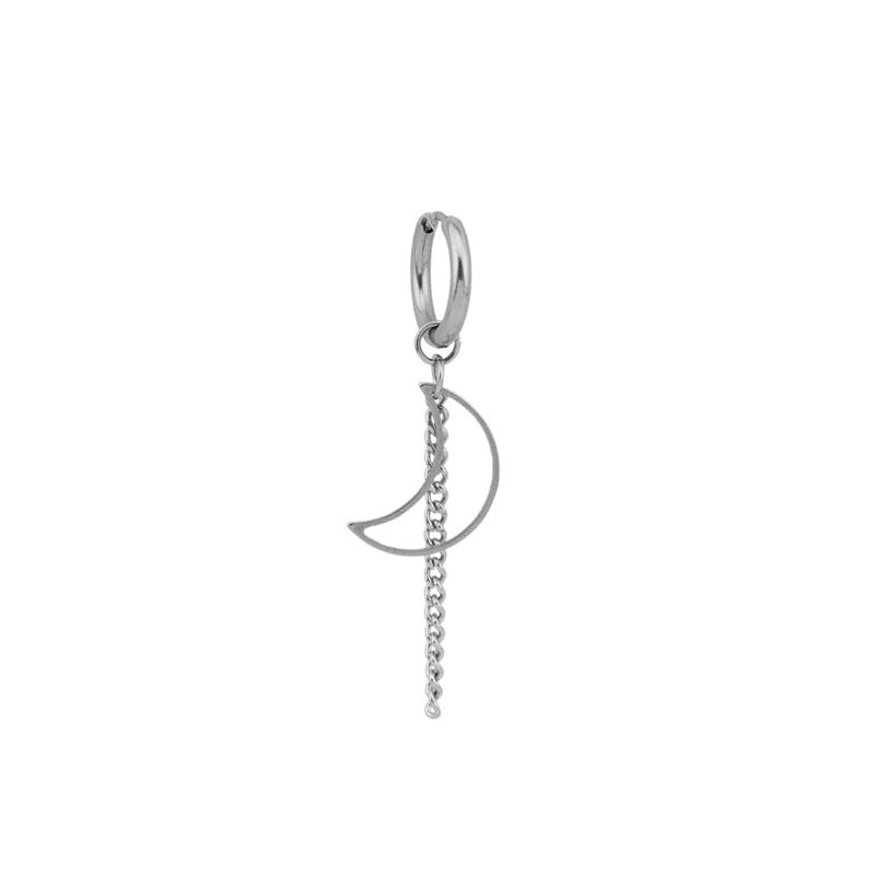 Herren-Ohrringe mit Mondkette und Federclip-Ornament