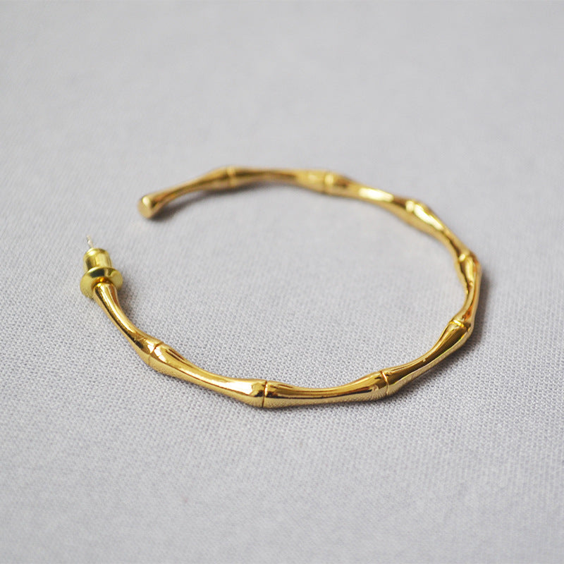 Exquisite Polished Gold-plated Bamboo Joint Simple And Exaggerated Earrings