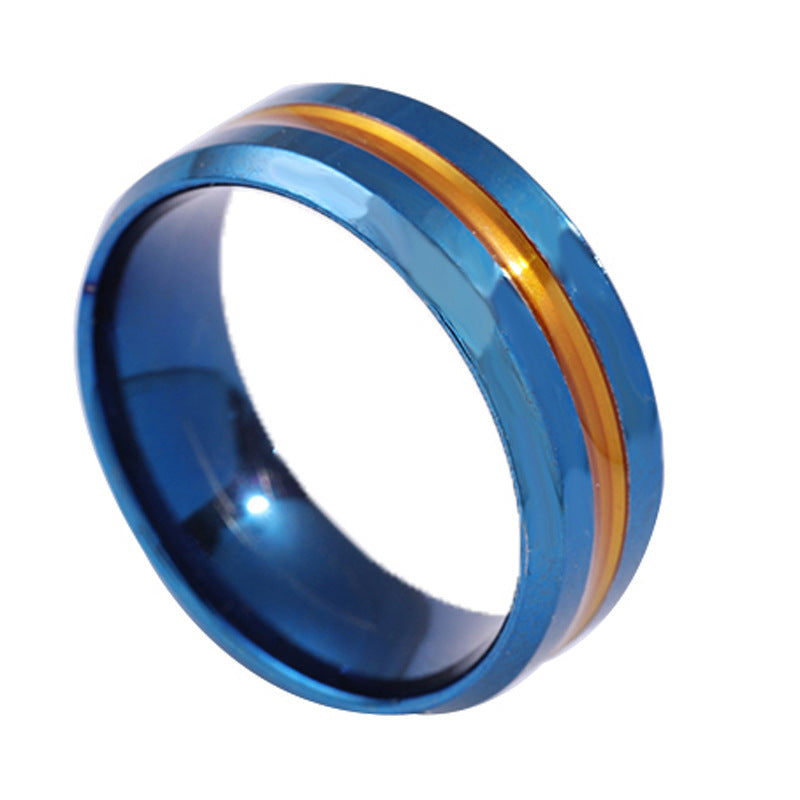 Stahlornament, einreihige, tropfenblaue Ringe