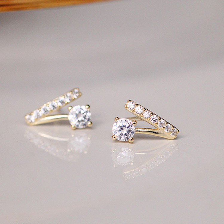 Damen-Sterlingsilber-Diamant in V-Form für exquisite Ohrringe