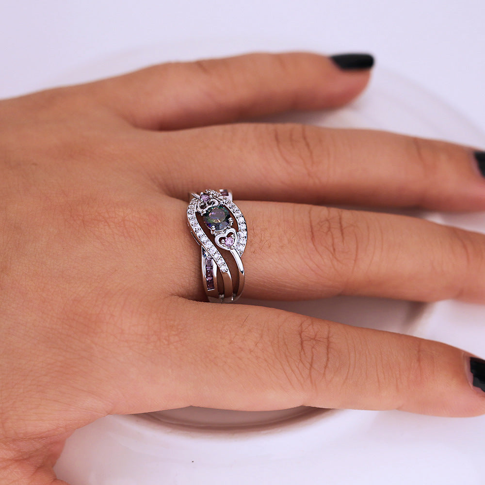 Amethyst Color Zircon White Gold Plated Rings