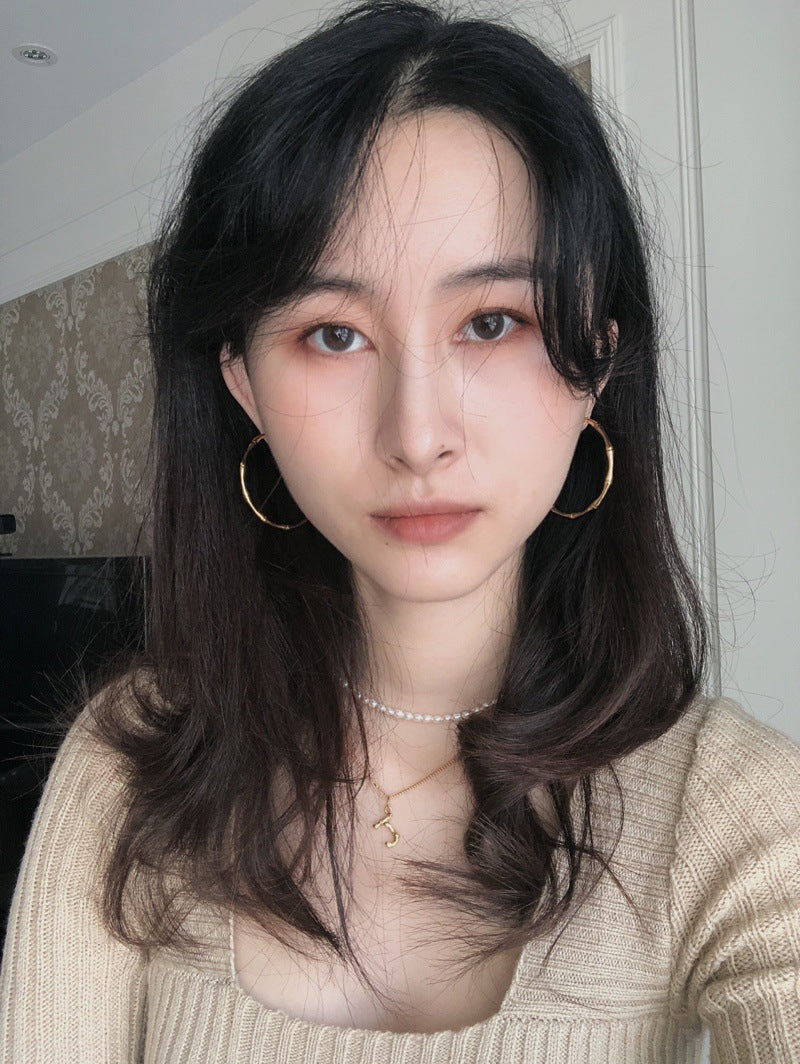 Exquisite Polished Gold-plated Bamboo Joint Simple And Exaggerated Earrings