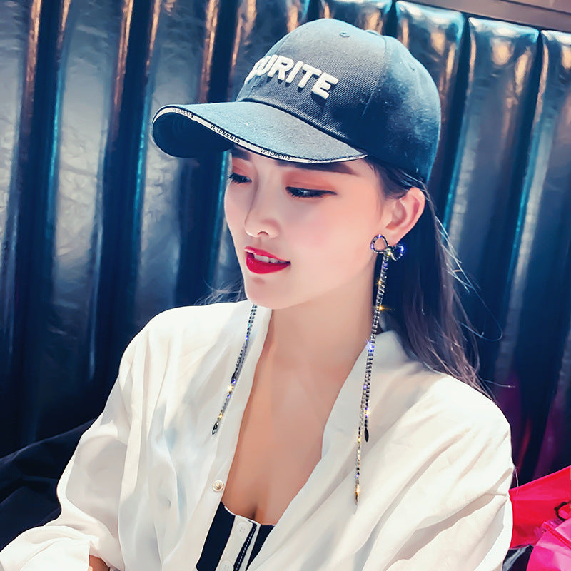 Sier Needle Queen Style Long Chain Tassel Bow Earrings