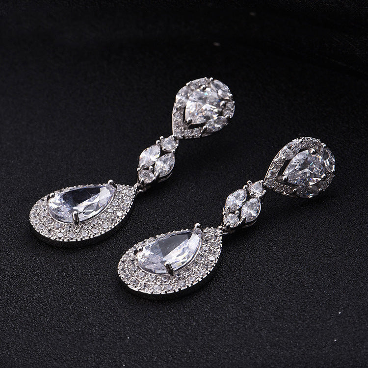 Style Popular Water Drop Sier Pin Earrings