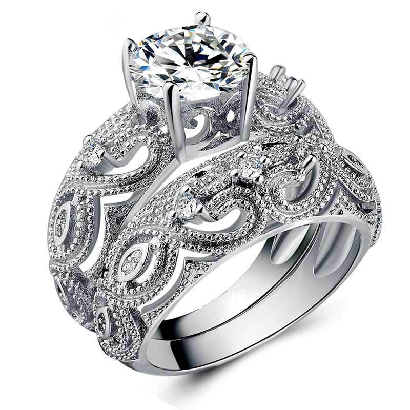 Shi Ornament Hollow Love Flower Set Rings