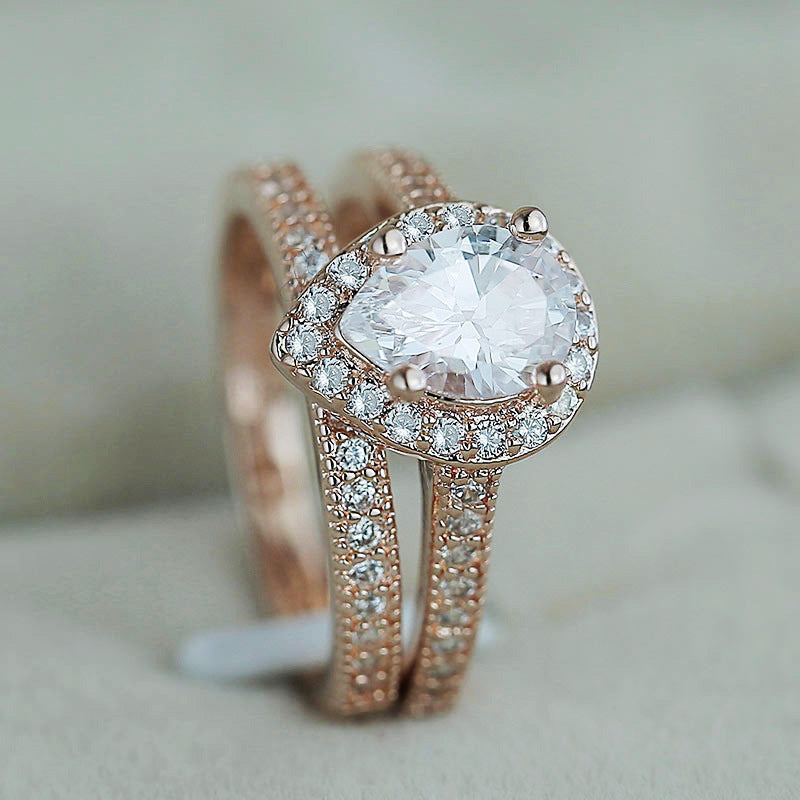 Wassertropfen-Zirkon-Verlobungs-Mode-Dame-Trend-Ringe