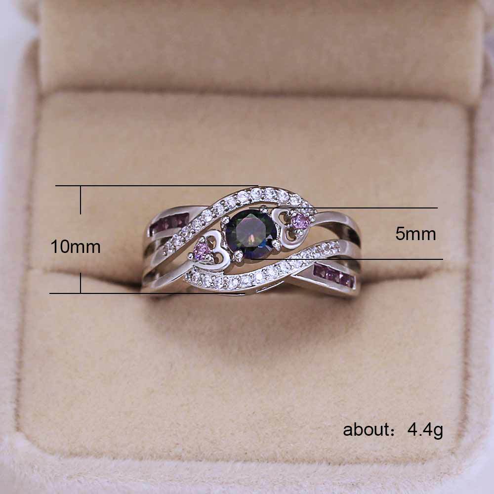 Amethyst Color Zircon White Gold Plated Rings