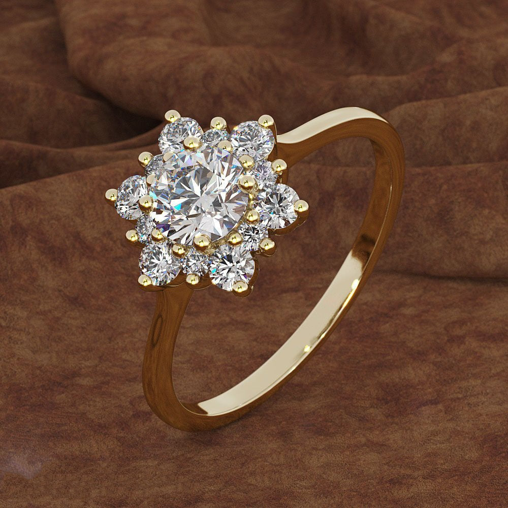 Women's Creative Diamond Snowflake Gold Plated Rose Rings
