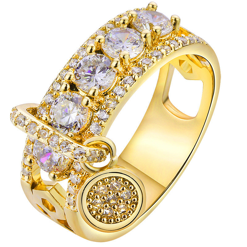 Women's Ornament Fashion Creative Zircon Gold Plated Rings