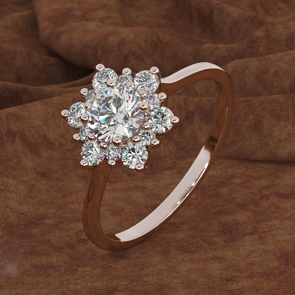 Women's Creative Diamond Snowflake Gold Plated Rose Rings