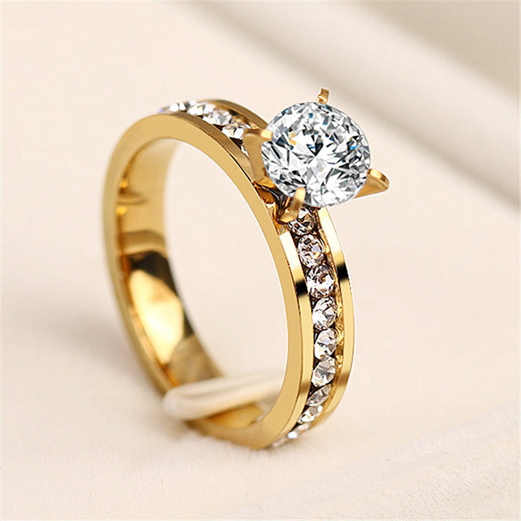 Women's Fashion Design Full Diamond Gold Food Rings