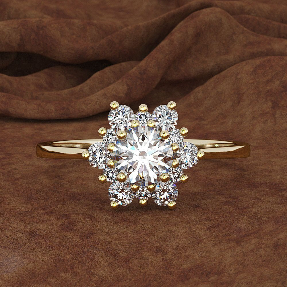 Women's Creative Diamond Snowflake Gold Plated Rose Rings