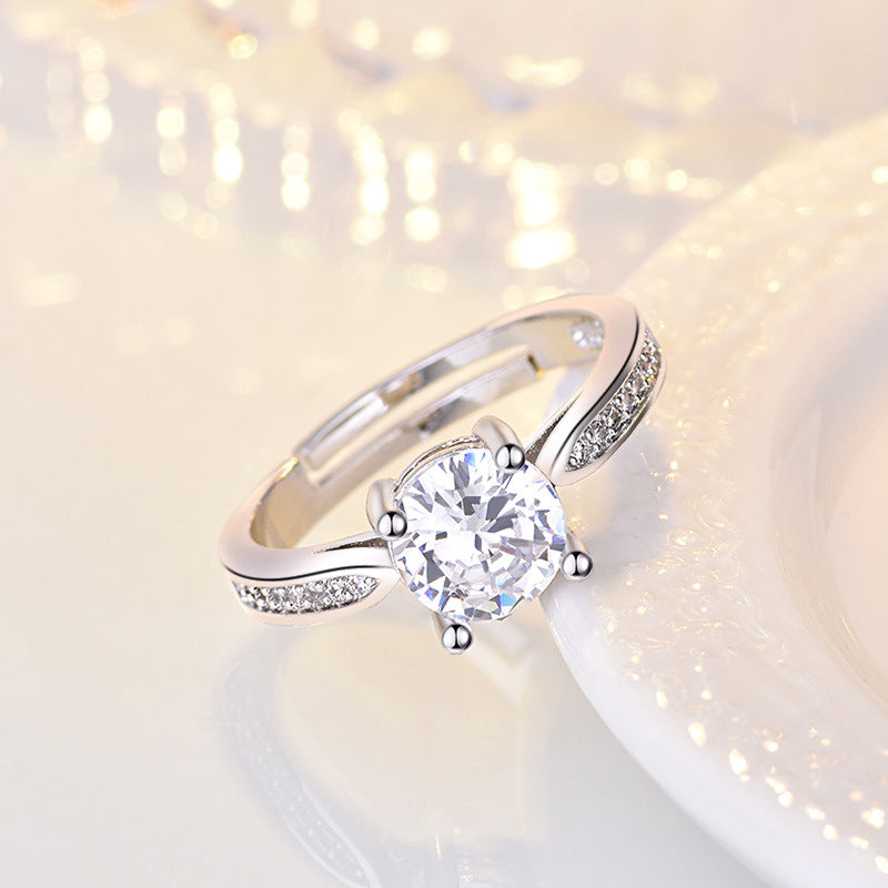 Modische, schlichte, offene Zirkon-Hochzeitsringe für Damen