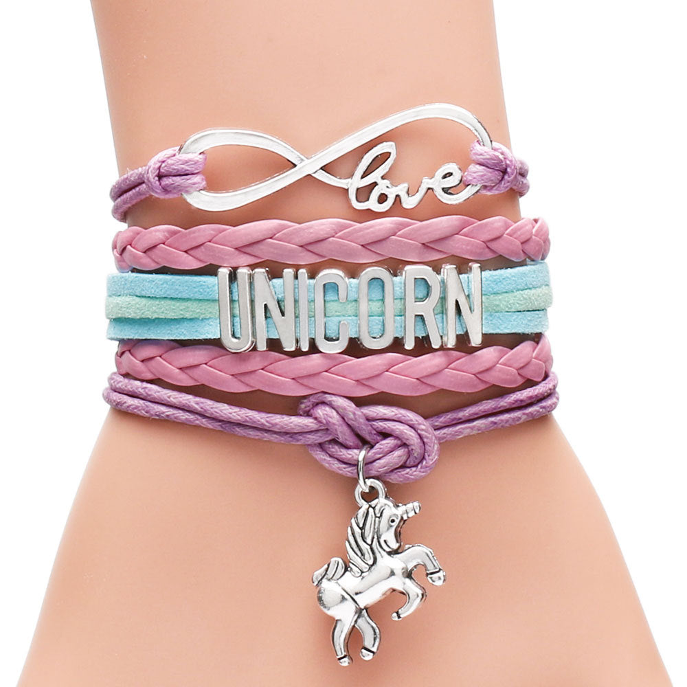 Accessories Colorful Letter Unicorn Woven Color Bracelets