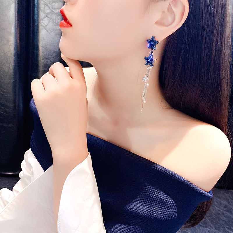 Women's Needle Exaggerated Long Fringe Fashion Elegant Pentagram Rings