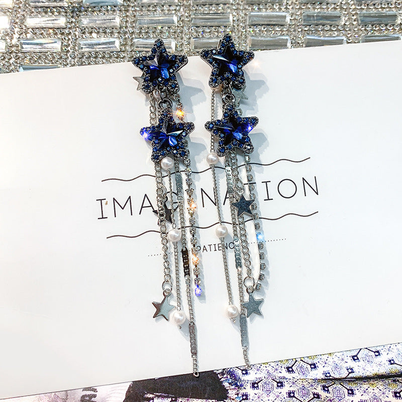 Women's Needle Exaggerated Long Fringe Fashion Elegant Pentagram Rings