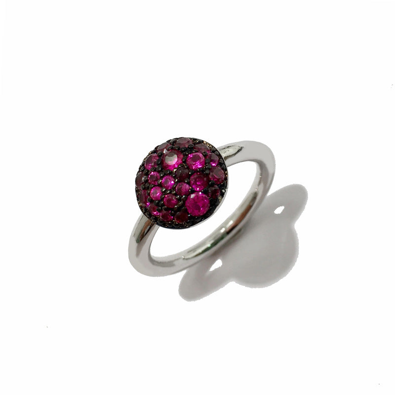 Gorgeous Color Small Mushroom Round Colorful Crystals Female Rings