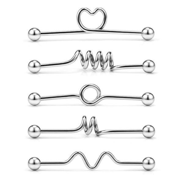 Piece Piercing Industrial Long Brush Holder Earrings