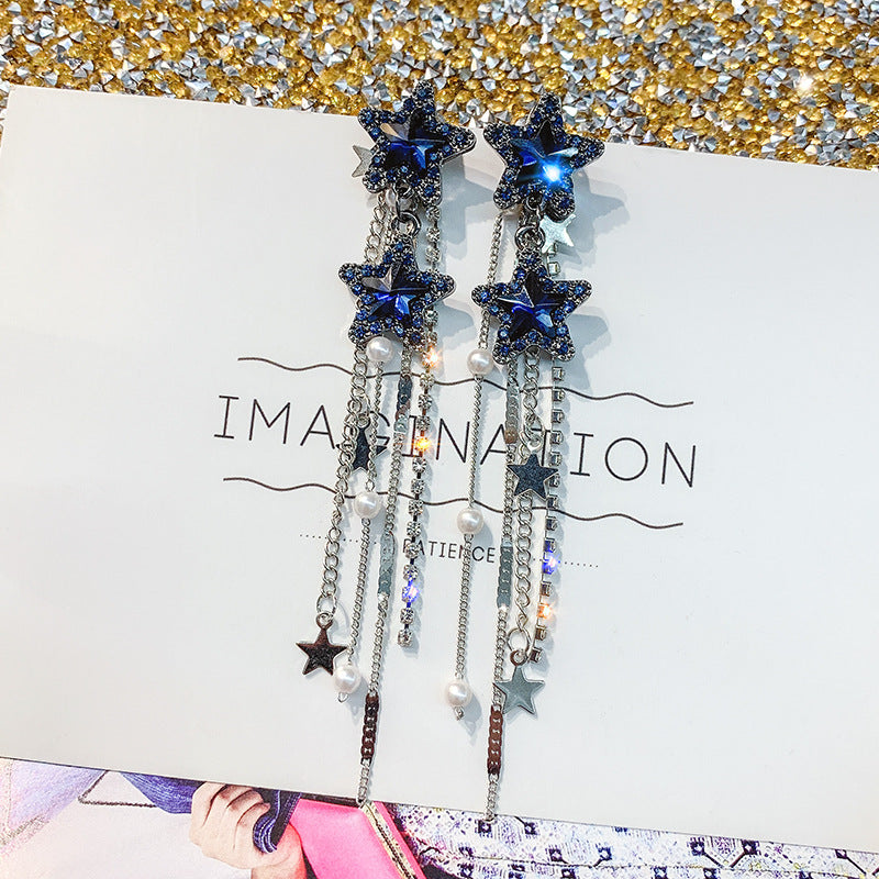 Women's Needle Exaggerated Long Fringe Fashion Elegant Pentagram Rings