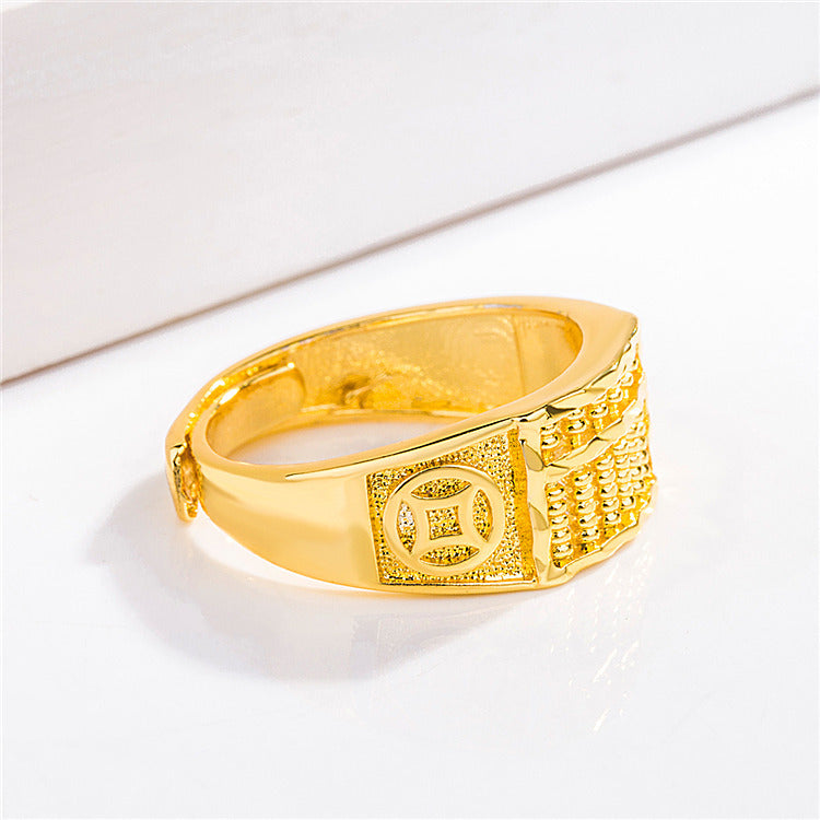 Women's & Men's & Auspicious Abacus Gold-plated Gold Plated Live Mouth Rings