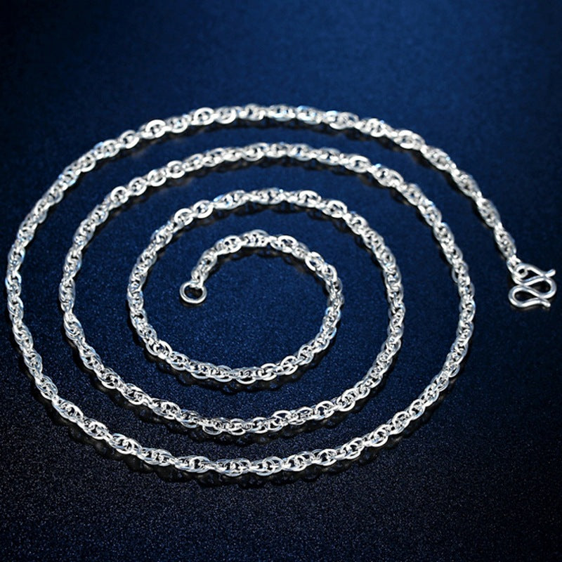 Women's & Men's Sier Clavicle Chain Pure Square Water Wave Sweater Long Necklace