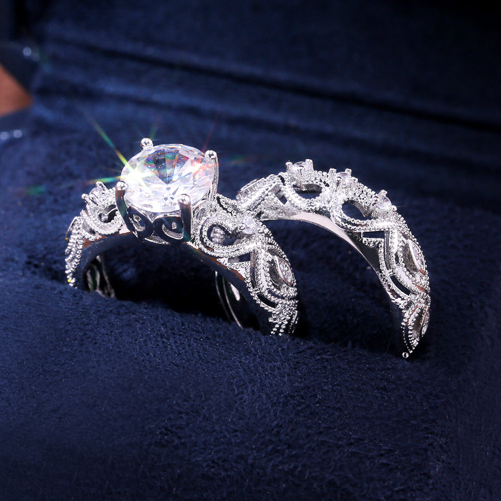 Shi Ornament Hollow Love Flower Set Rings