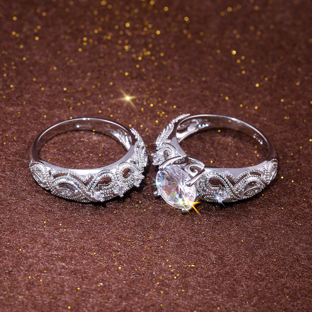 Shi Ornament Hollow Love Flower Set Rings