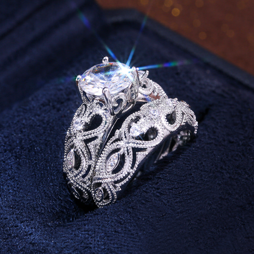 Shi Ornament Hollow Love Flower Set Rings